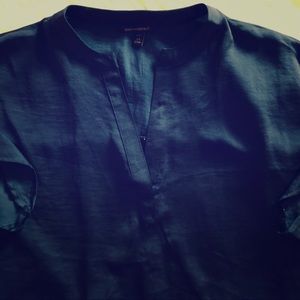 Navy blue tunic with cap sleeves.